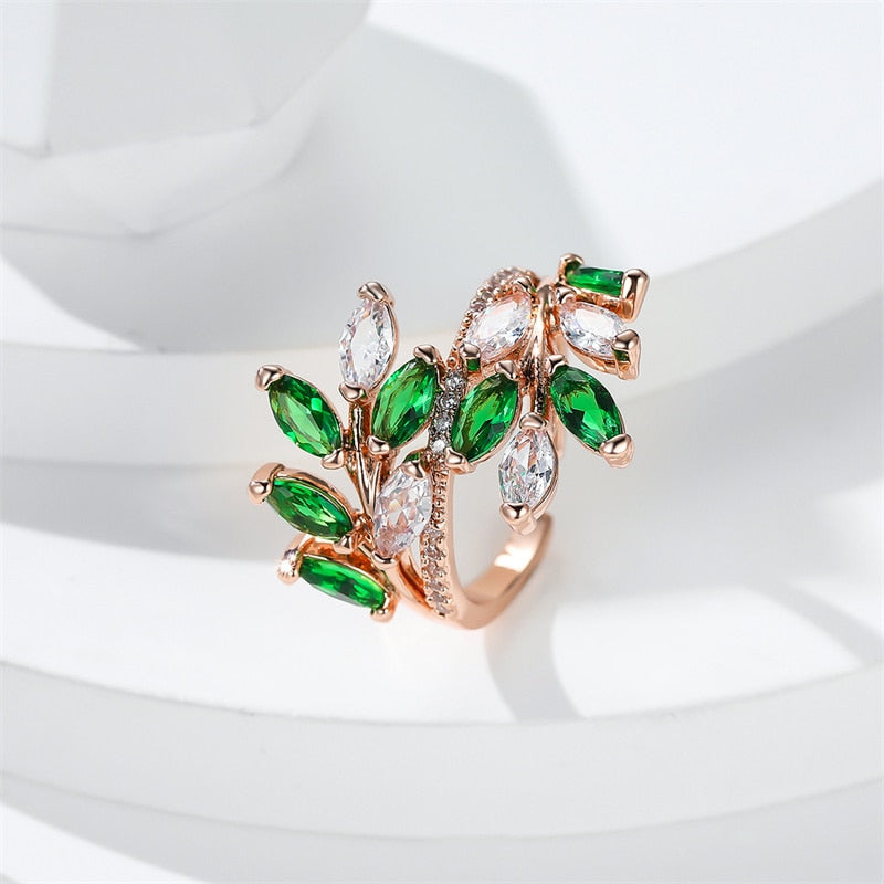 Marquise Cut Royal Zircon Leaf Rings