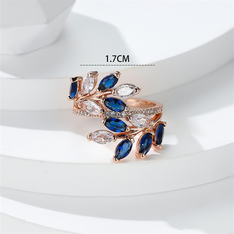 Marquise Cut Royal Zircon Leaf Rings