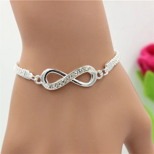 Rhinestone Infinity Bracelet Number Pendant Charm Blange