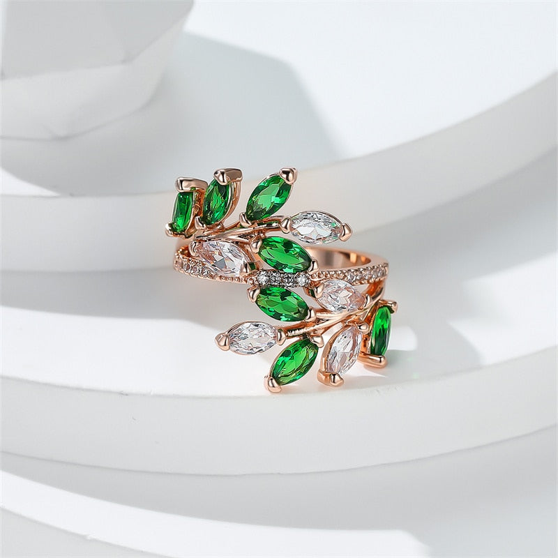 Marquise Cut Royal Zircon Leaf Rings